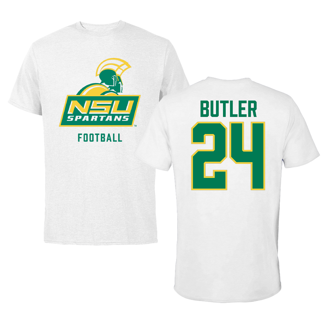 Norfolk State University Football White Performance Tee - #24 Chris Butler