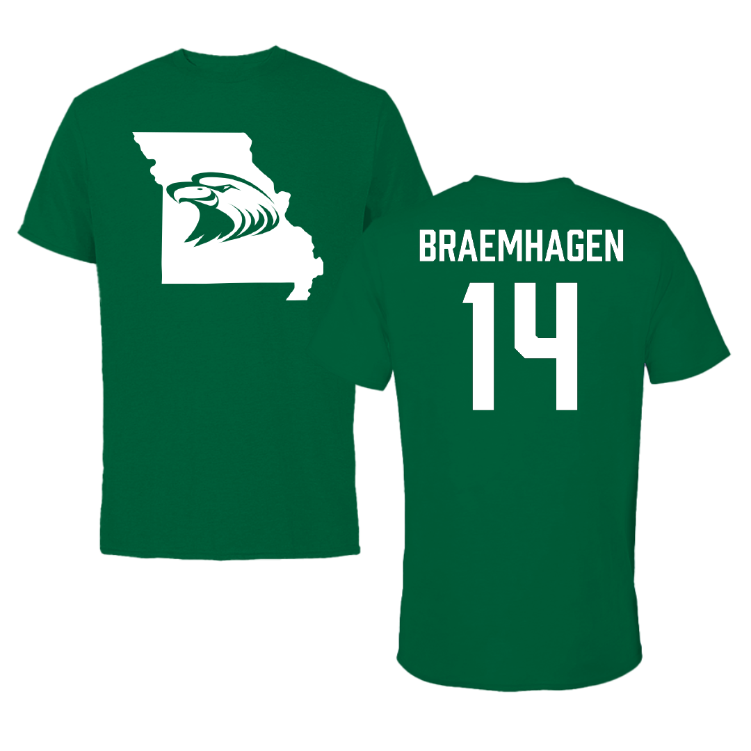 Central Methodist University Soccer Green State Tee - #14 Alvin Braemhagen
