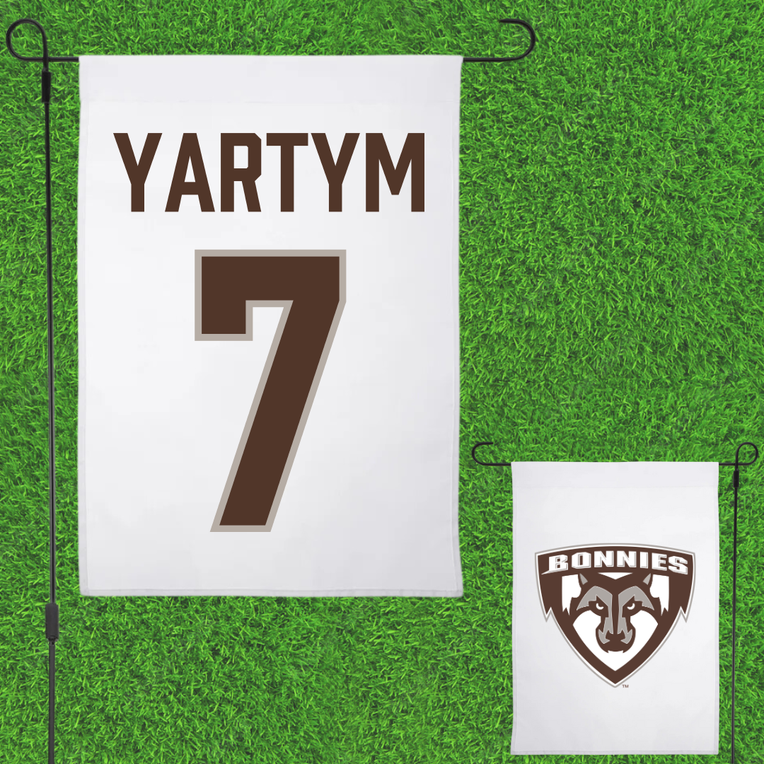 St. Bonaventure University Soccer White Garden Flag - #7 Ella Yartym