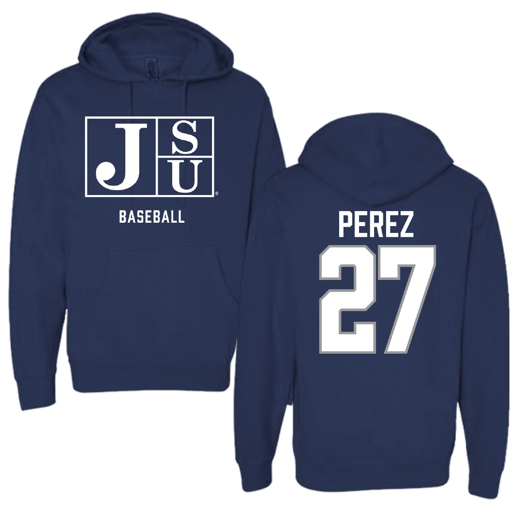 Jackson State University Baseball Navy Hoodie - #27 Wilbert Perez