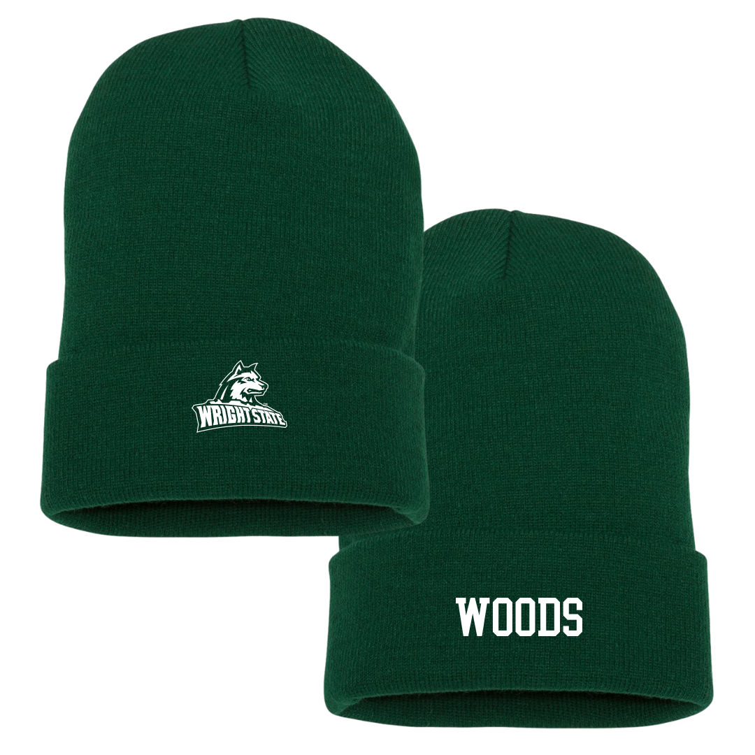 Wright State University Basketball (M) University Green Beanie - #21 Logan Woods