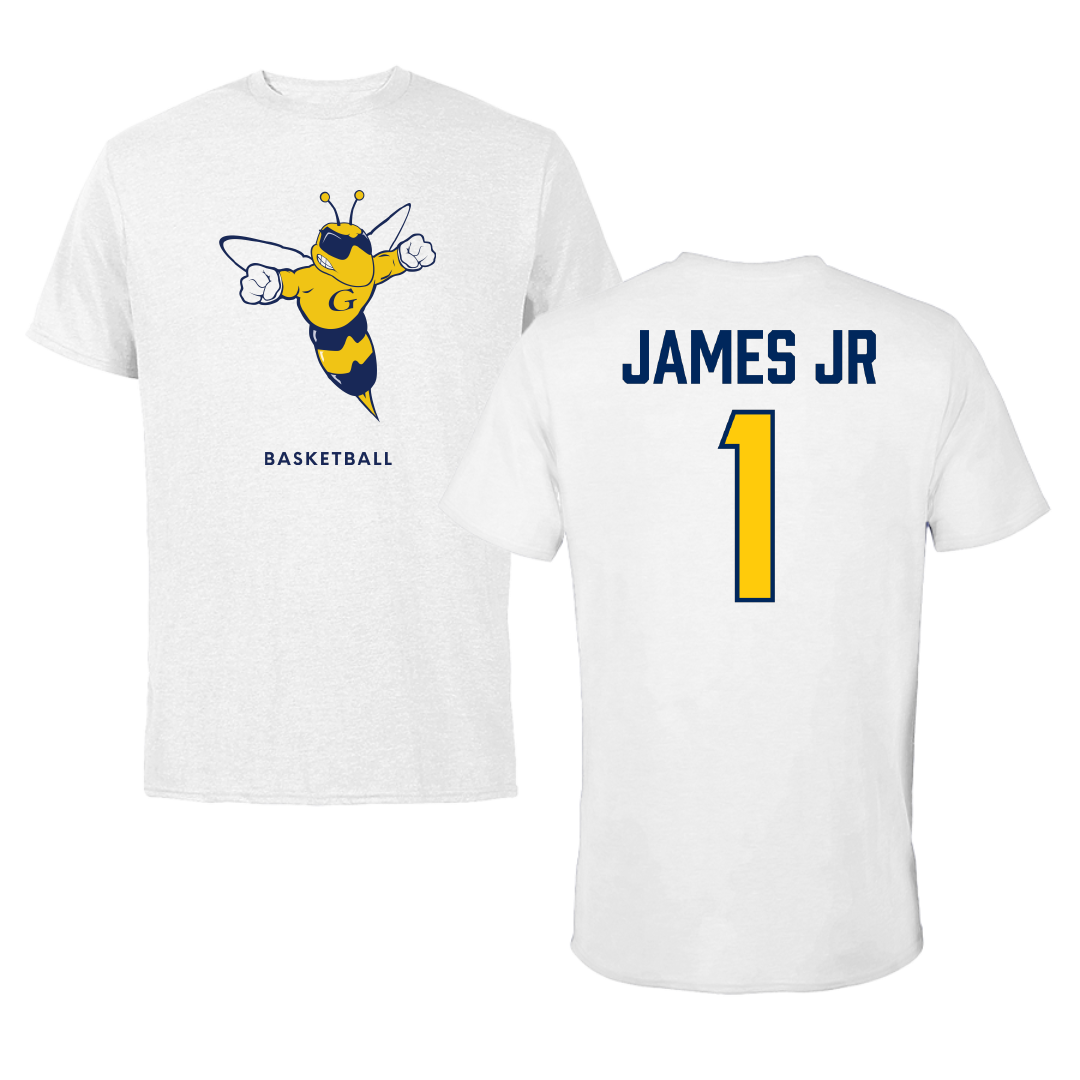 Graceland University Basketball White Tee - #1 Aaron James Jr