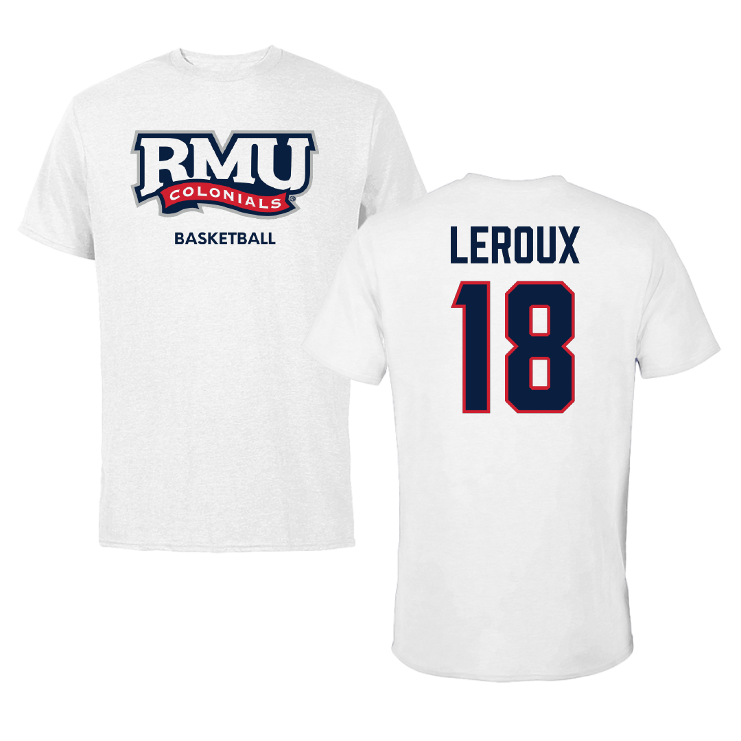 Robert Morris University Basketball (W) White Tee - #18 Ava Leroux