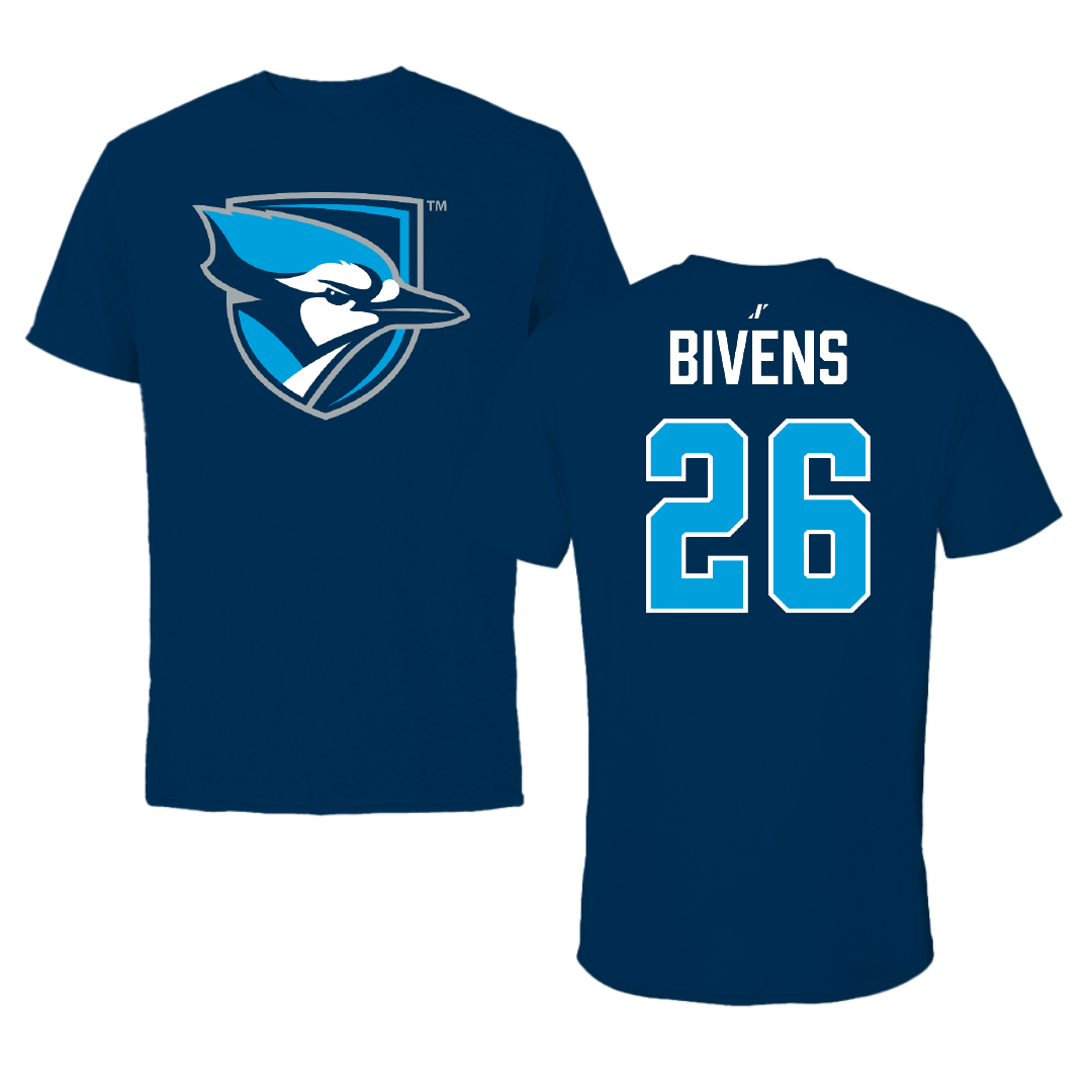Elmhurst University Lacrosse (M) Navy Mascot Tee - #26 Markell Bivens