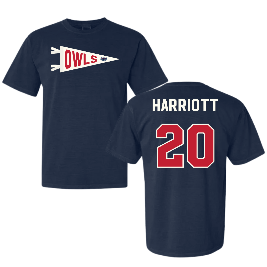 Florida Atlantic University Football Navy Pennant Comfort Colors Tee - #20 Joshua Harriott