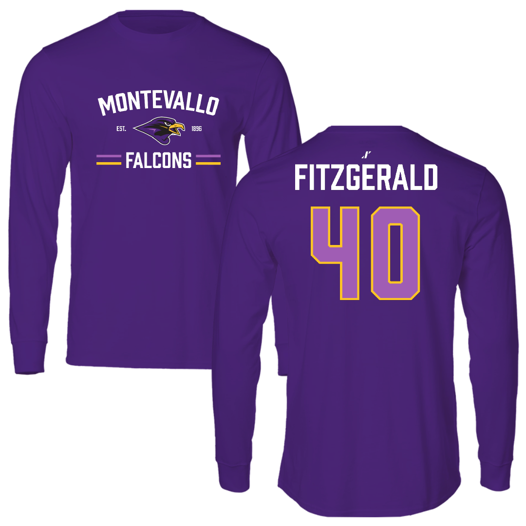 University of Montevallo Baseball Purple General Long Sleeve - #40 Jack Fitzgerald