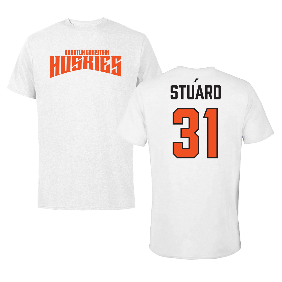 Houston Christian University Football White Classic Performance Tee - #31 Sawyer Stuard