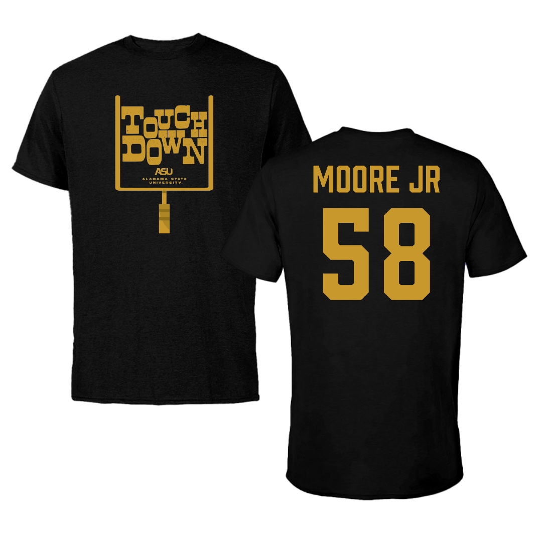 Alabama State University Football Black Touchdown Tee - #58 Michael Moore Jr