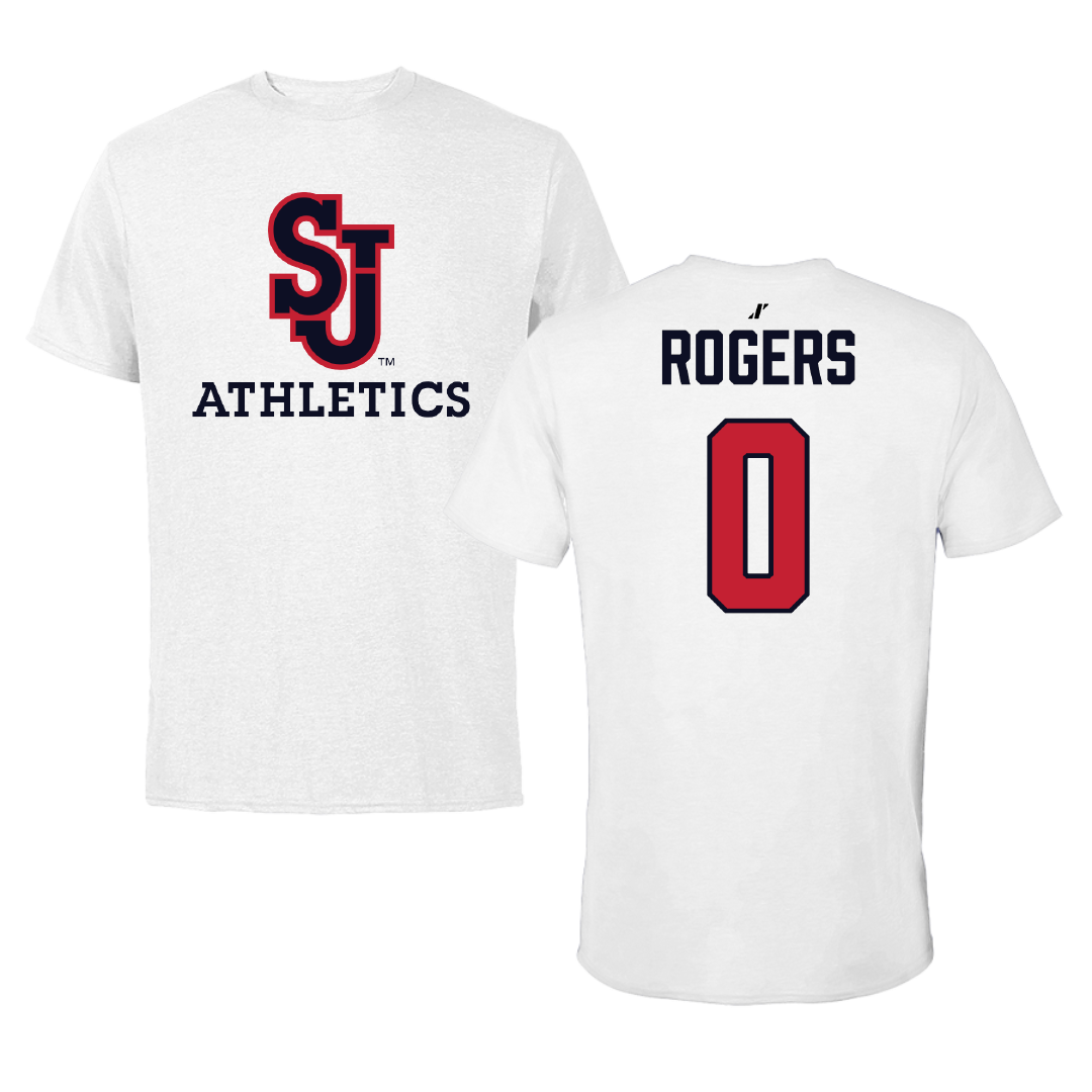 St. John's University (New York) Lacrosse (M) White Tee - #0 Owen Rogers