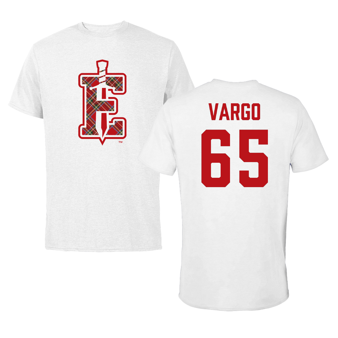 PennWest Edinboro Football White Performance Tee - #65 Aidan Vargo