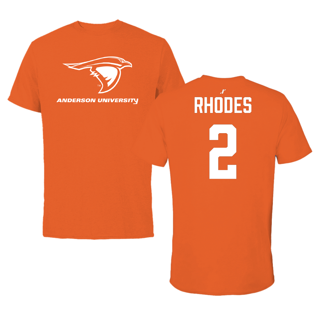 Anderson University (Indiana) Football Orange Tee - #2 Isaiah Rhodes