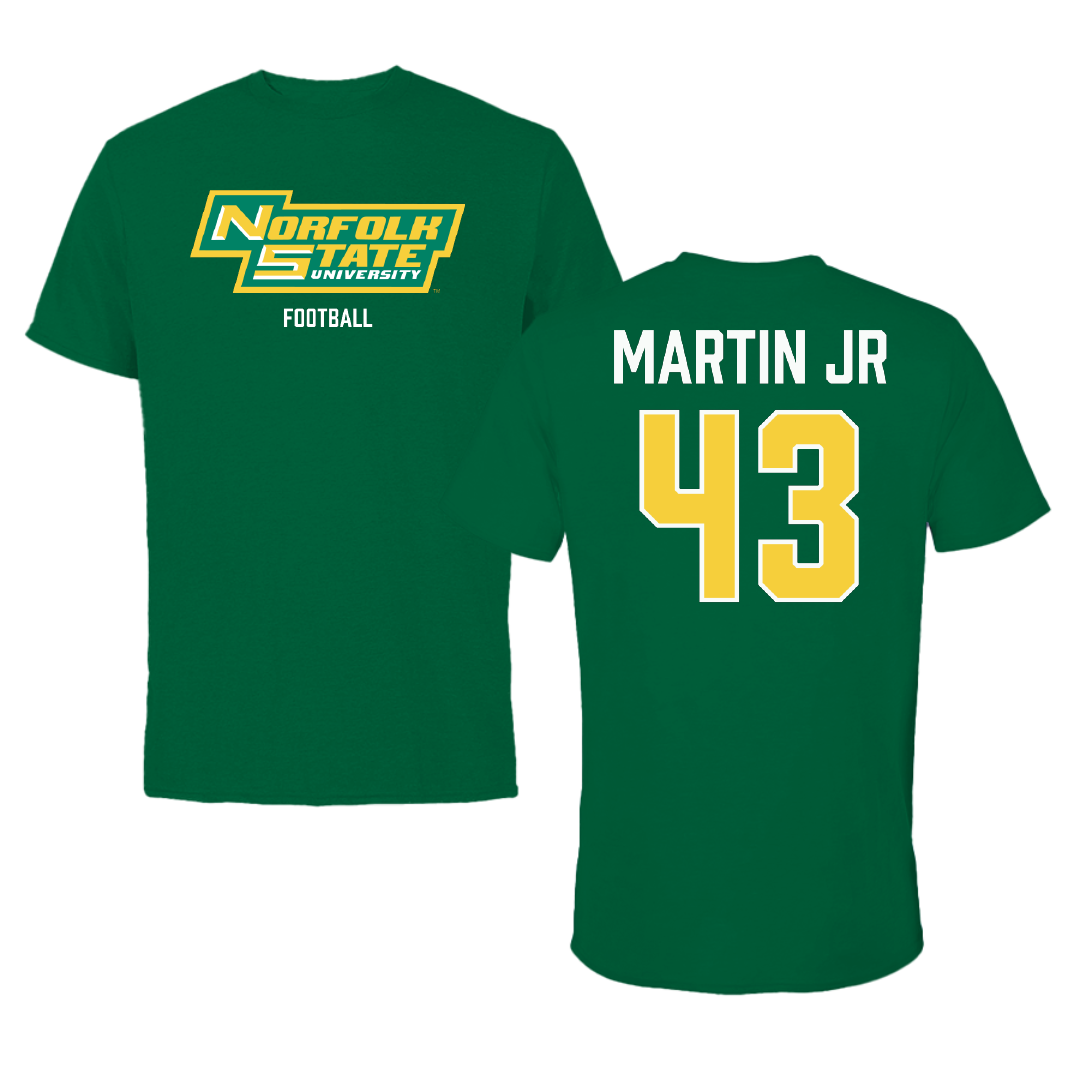Norfolk State University Football Green Performance Tee - #43 Richard Martin Jr