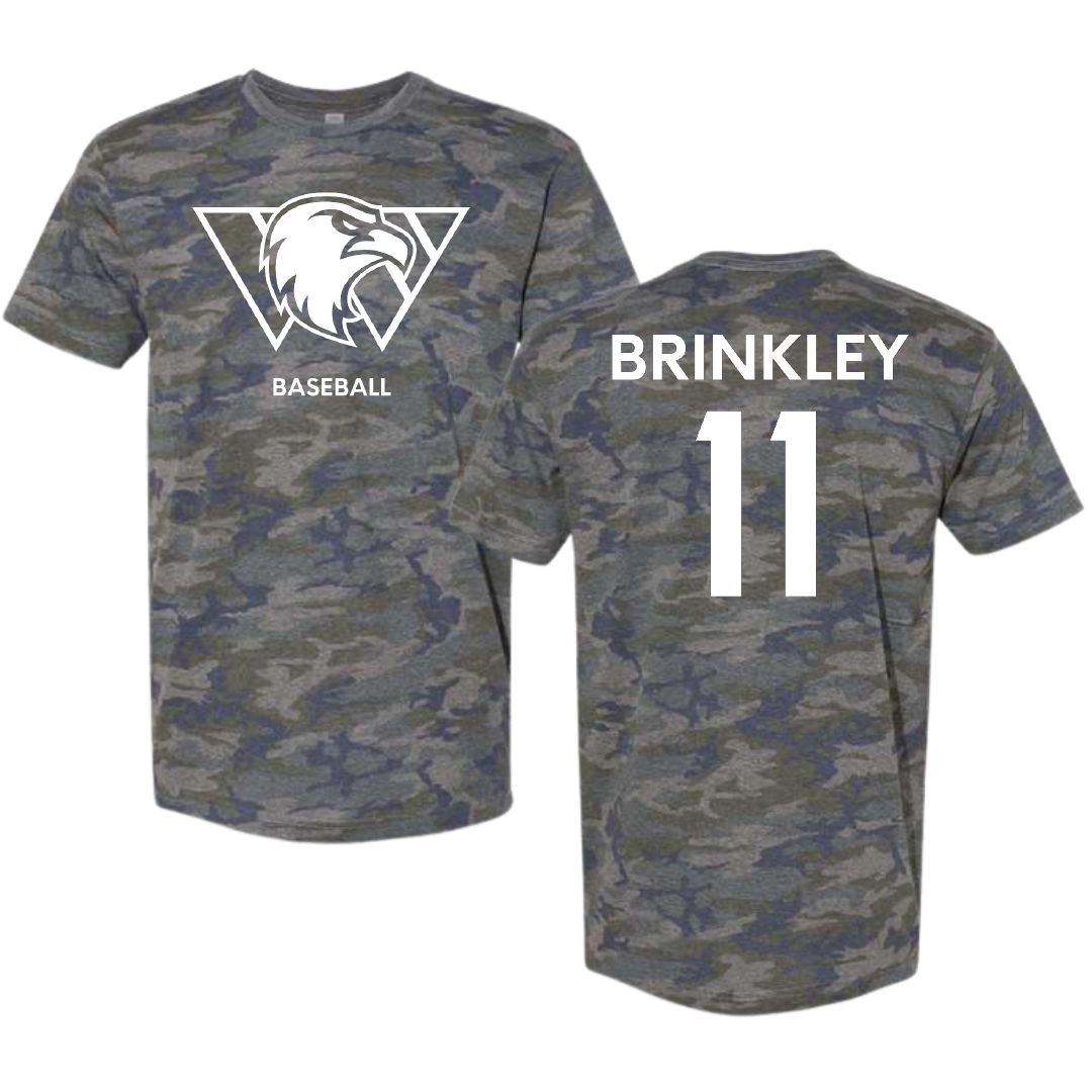 Williams Baptist University Baseball Vintage Camo Tee - #11 Connor Brinkley