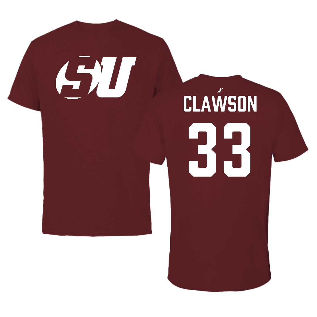 Schreiner University Football Maroon Performance Tee - #33 Jayden Clawson