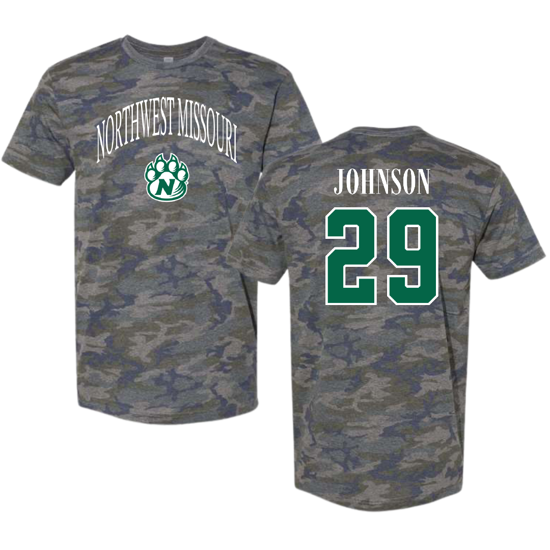 Northwest Missouri State University Baseball Vintage Camo Tee - #29 Jase Johnson