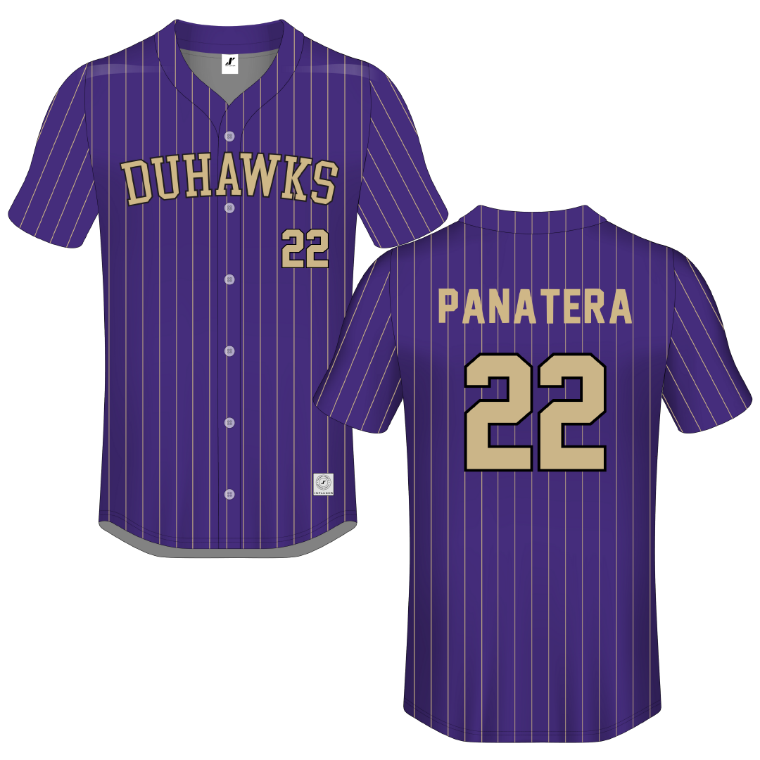 Loras College Purple Pinstripe Button-Down Jersey - #22 Sofia Panatera