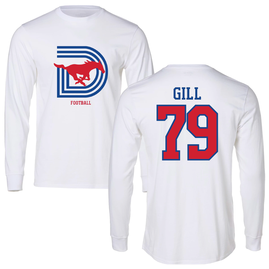 Southern Methodist University Football White Long Sleeve - #79 Reagan Gill