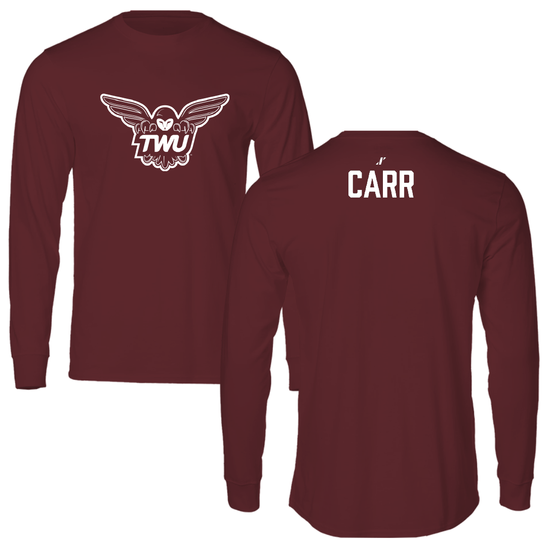 Texas Woman's University Wrestling (W) Maroon Performance Long Sleeve - Cora-Yvette Carr