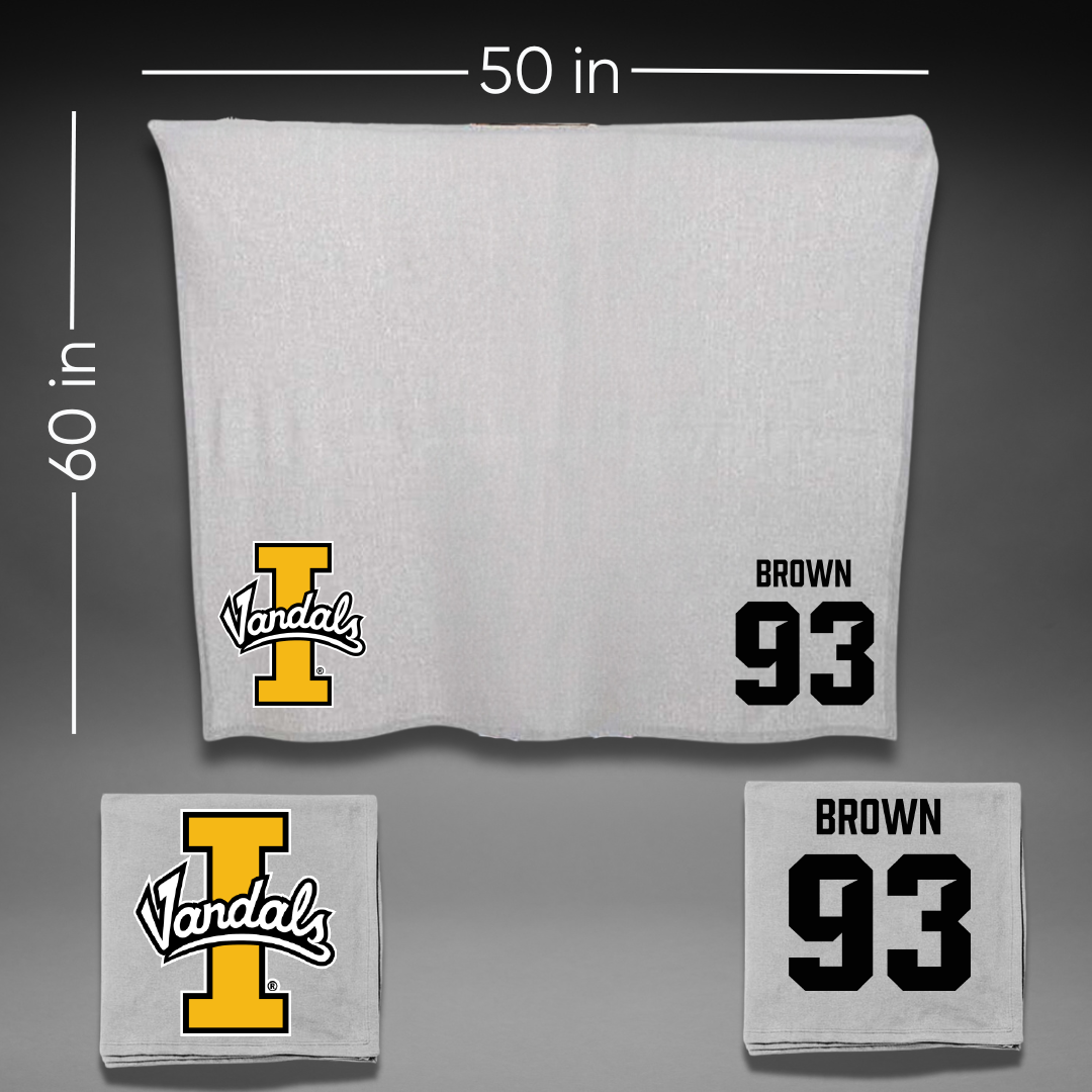 University of Idaho Football Gray Vandals Blanket - #93 Sam Brown