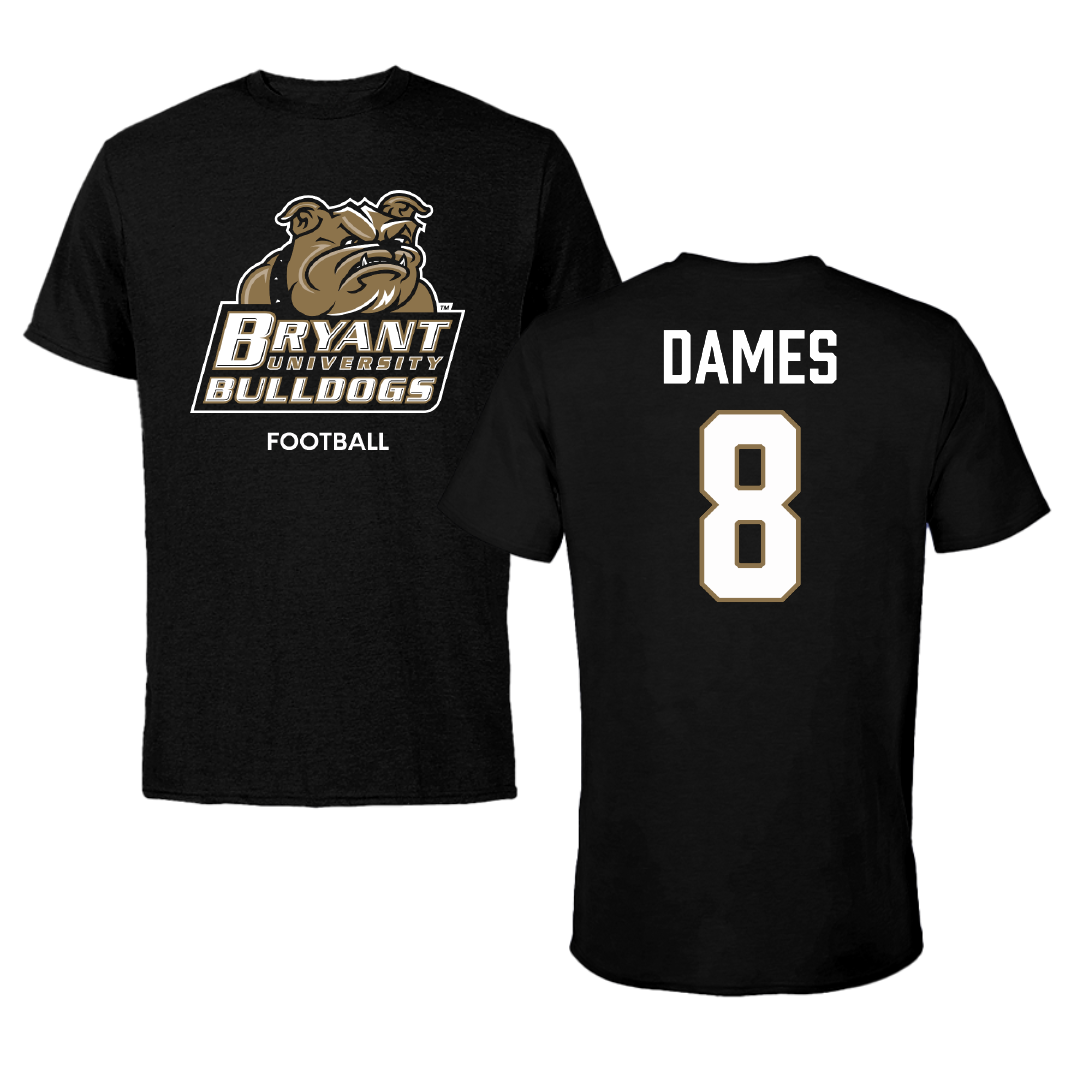 Bryant University Football Black Tee - #8 Javin Dames