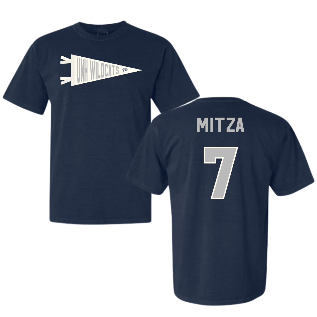 University of New Hampshire Soccer Navy Pennant Comfort Colors Tee - #7 Riley Mitza