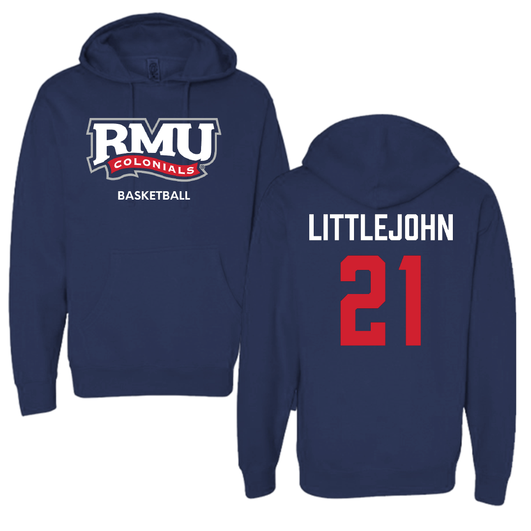 Robert Morris University Basketball (M) Navy Hoodie - #21 Jeremiah Littlejohn
