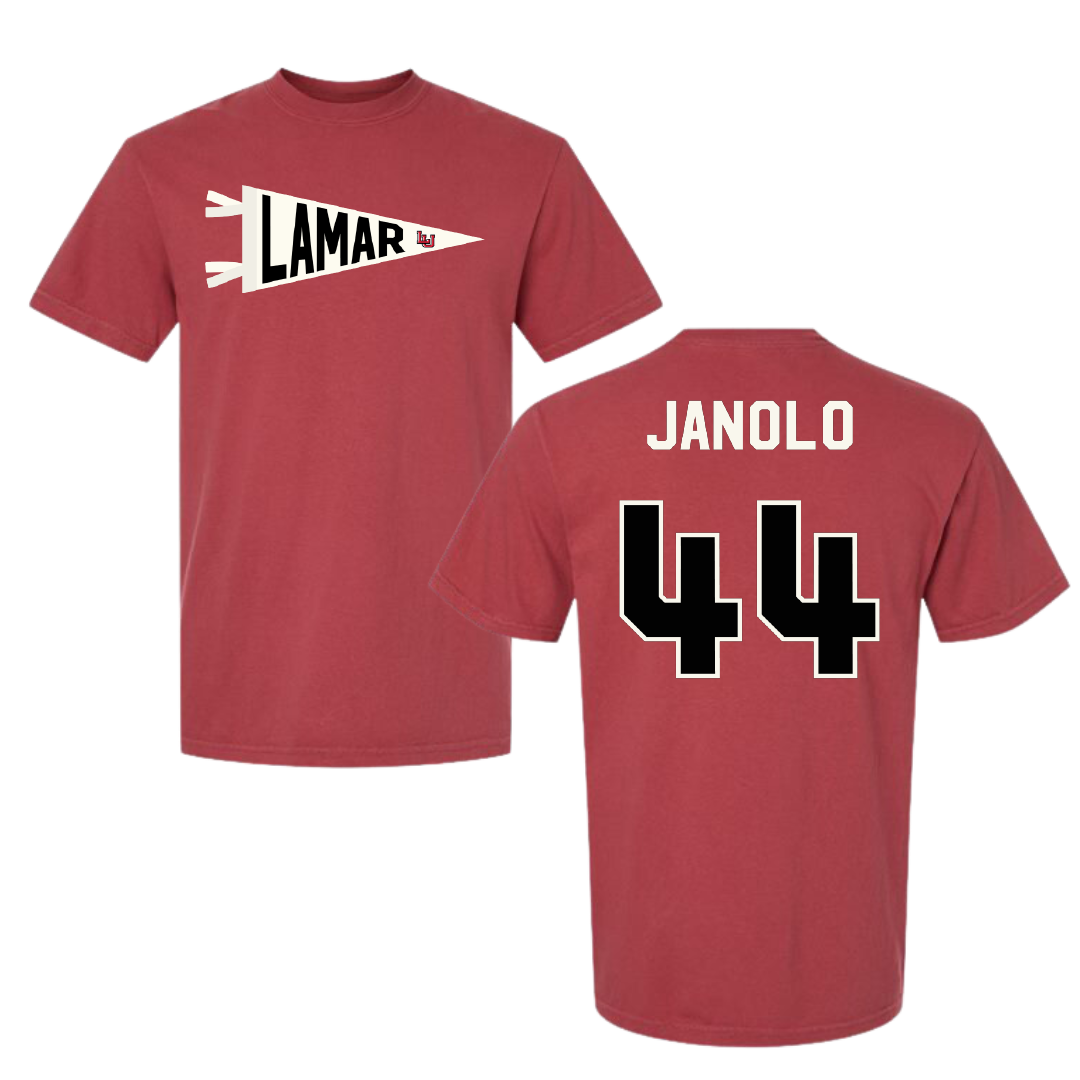 Lamar University Soccer Canvas Red Pennant Comfort Colors Tee - #44 Maddie Janolo