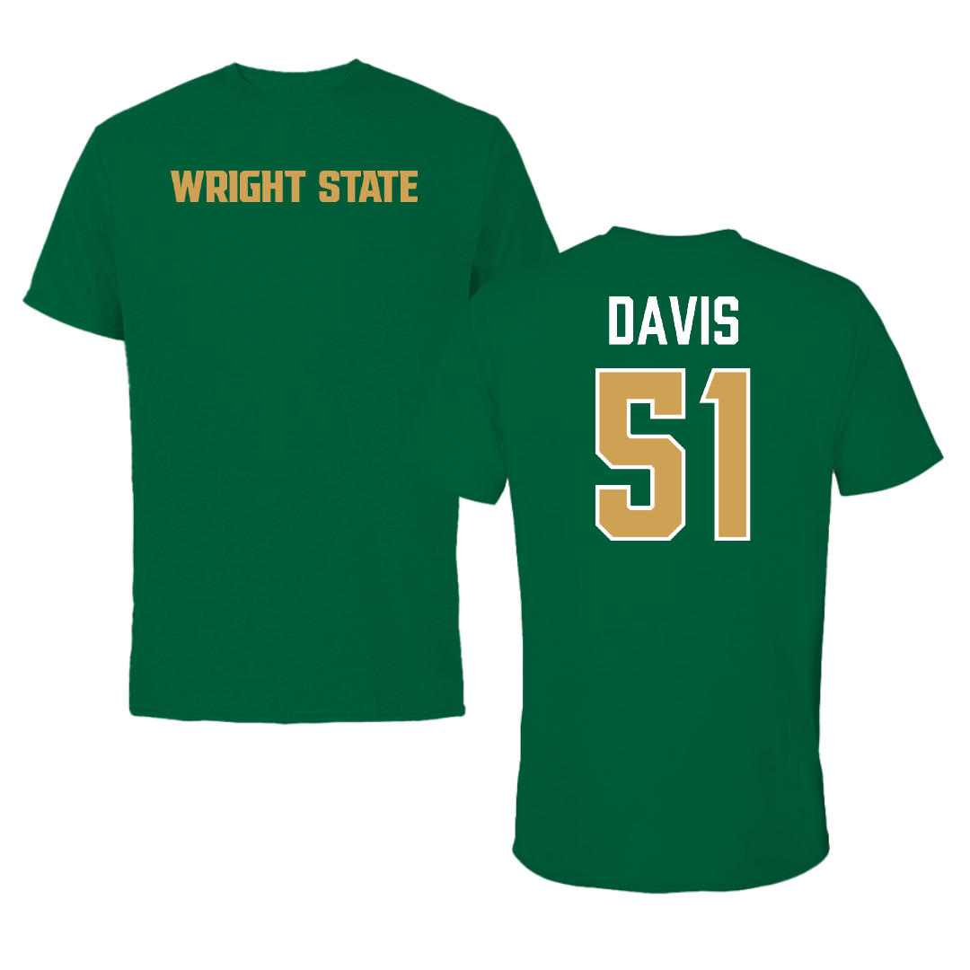Wright State University Basketball Green Performance Tee - #51 Ayden Davis