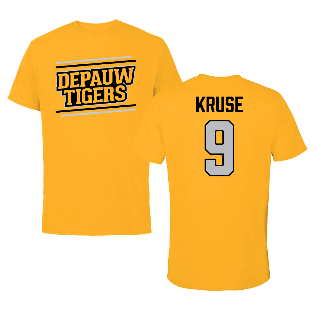 DePauw University Football Gold General Tee - #9 Conner Kruse