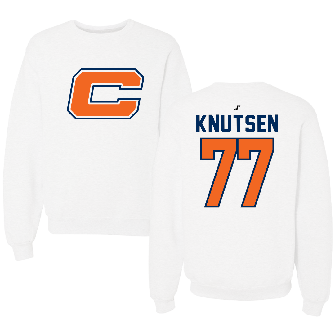 Carroll University Football White Crewneck - #77 Brett Knutsen