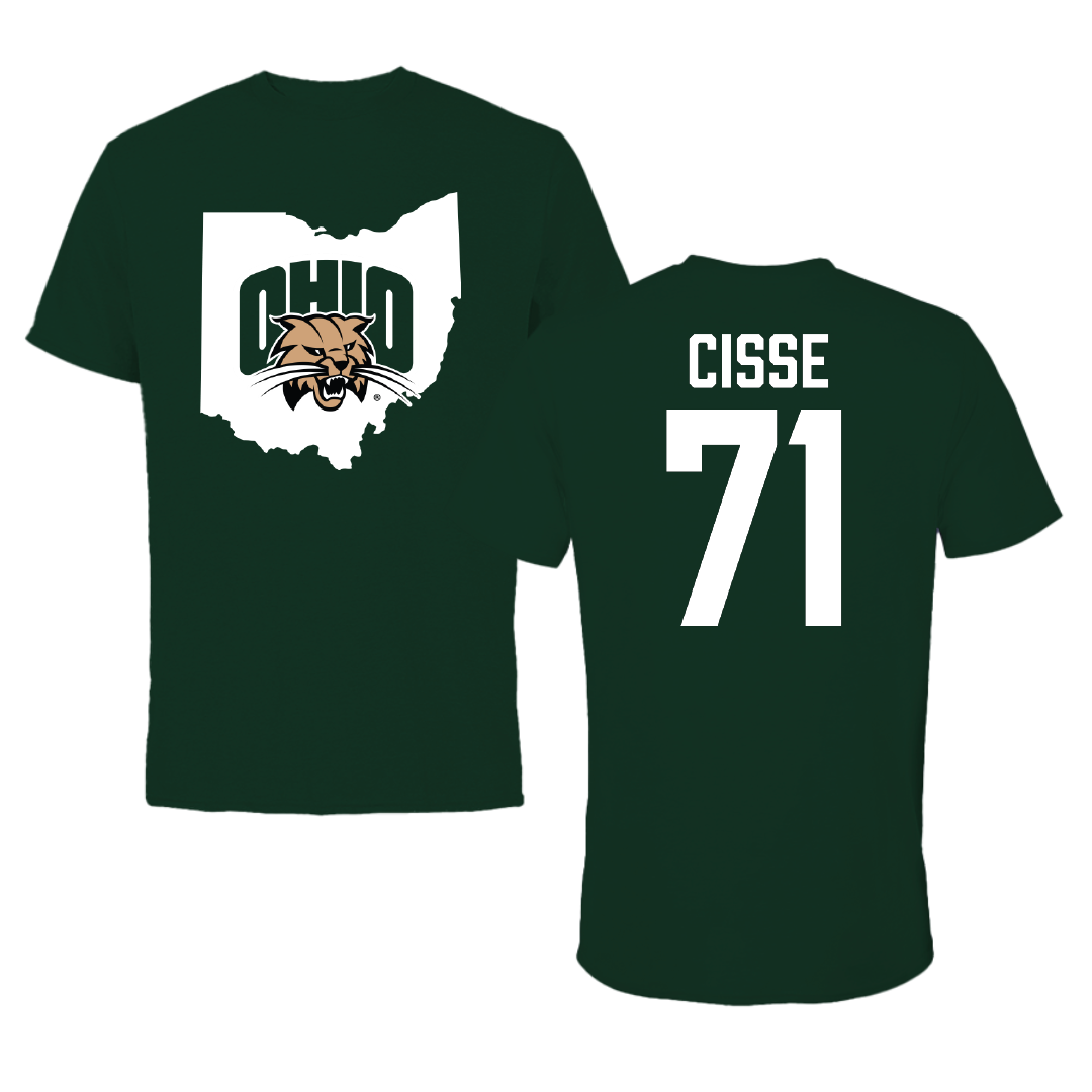 Ohio University Football Forest Green State Performance Tee - #71 Tigana Cisse