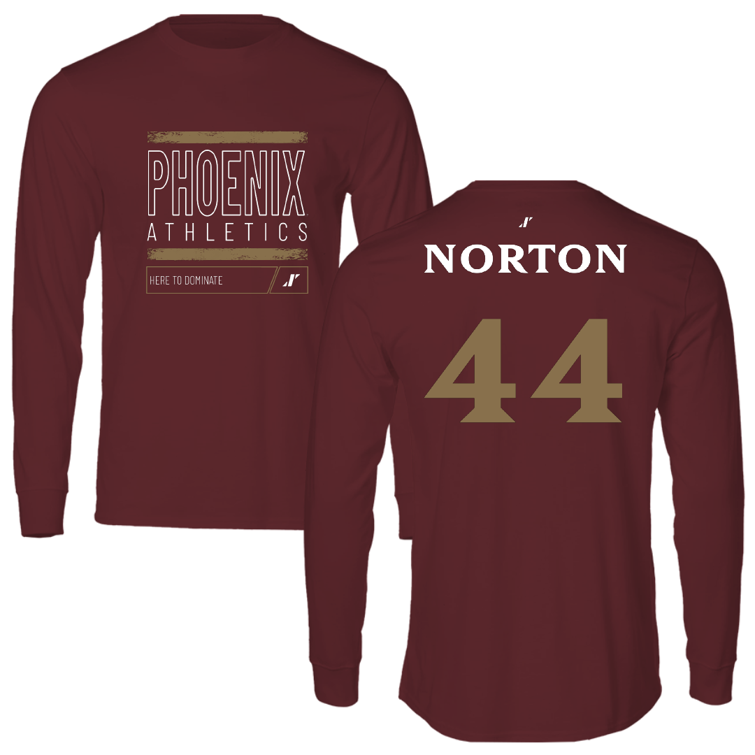 Elon University Baseball Maroon Dominate Performance Long Sleeve - #44 Ryley Norton