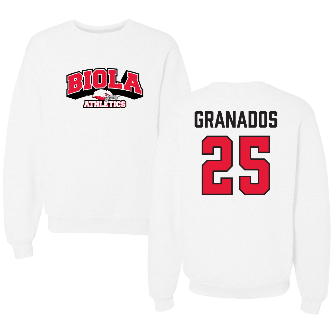 Biola University Softball White Crewneck - #25 Madeline Granados