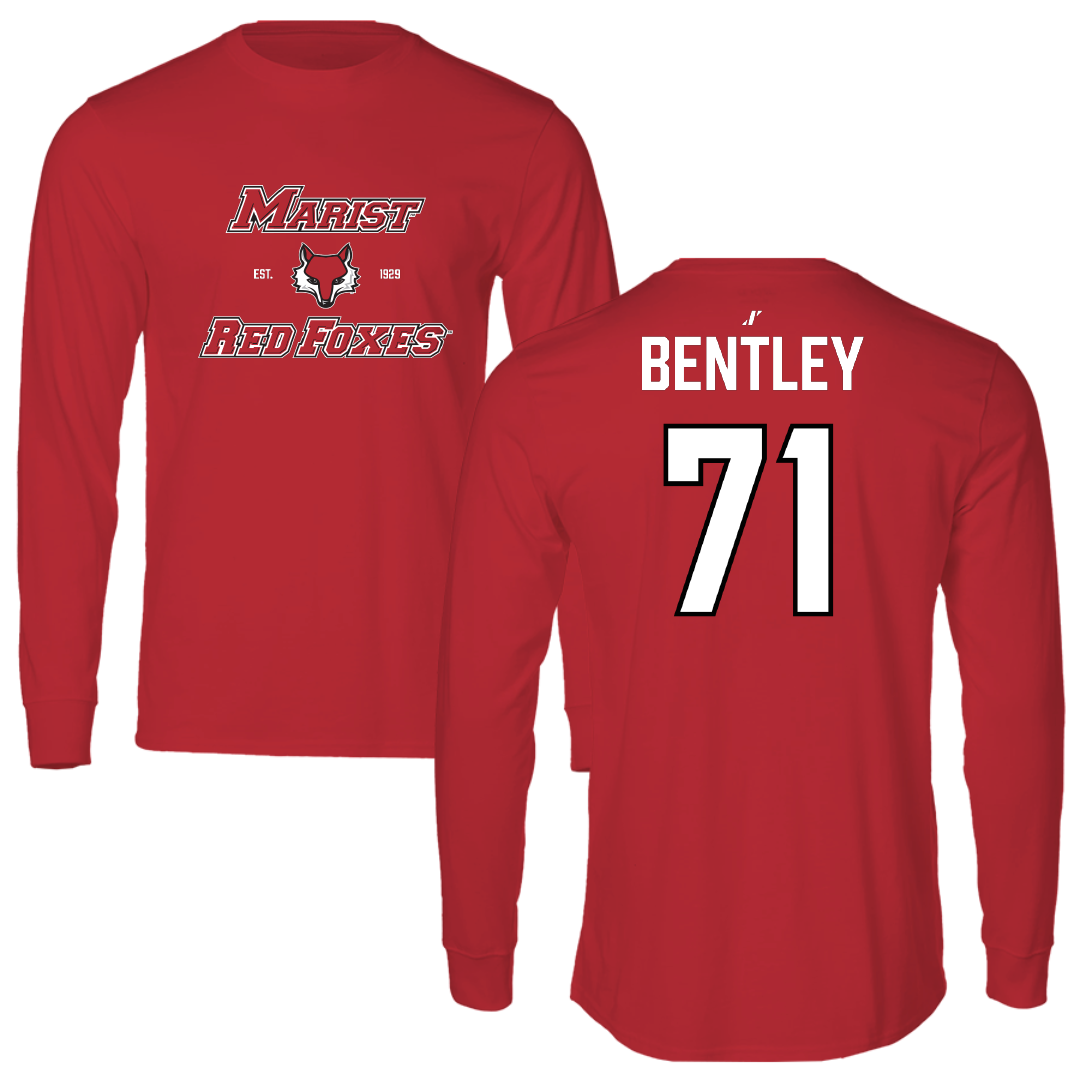 Marist University Football Red General Performance Long Sleeve - #71 Jacob Bentley