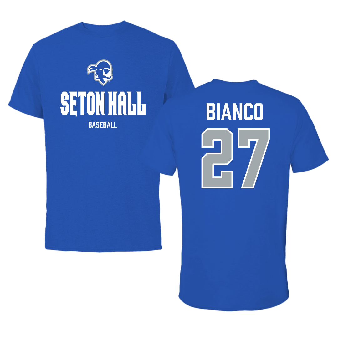 Seton Hall University Baseball Blue Tee - #27 Andrew Bianco