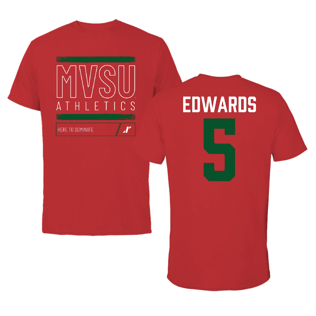 Mississippi Valley State University Volleyball Red Dominate Performance Tee - #5 Lyric Edwards