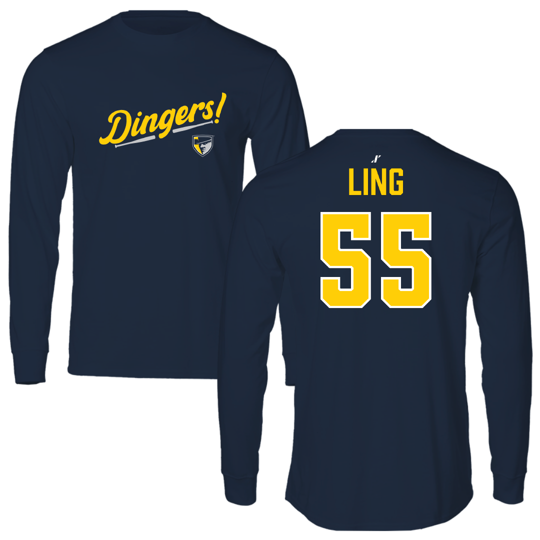 Regis University (Colorado) Baseball Navy Dingers Performance Long Sleeve - #55 Nathan Ling