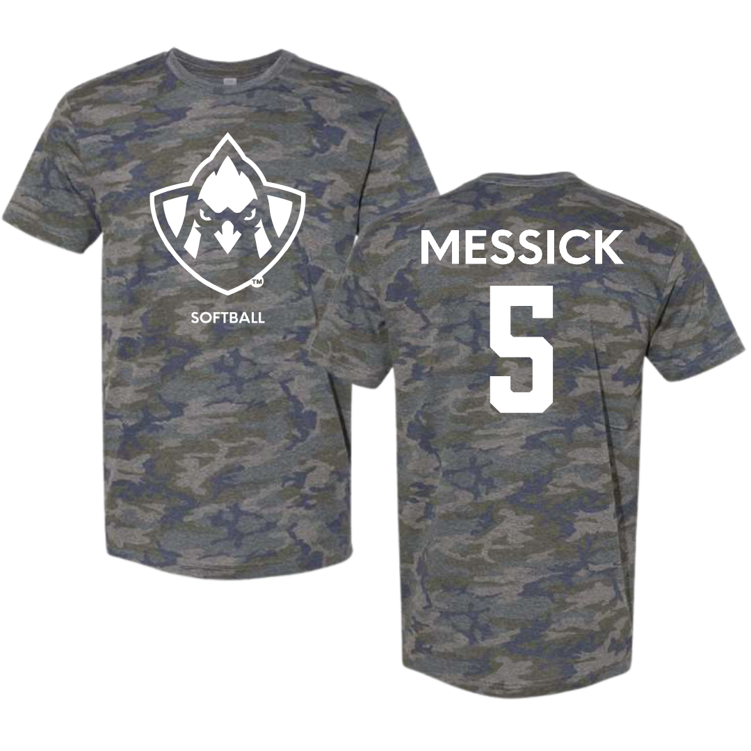 Trinity Valley Community College Softball Vintage Camo Tee - #5 Kamryn Messick