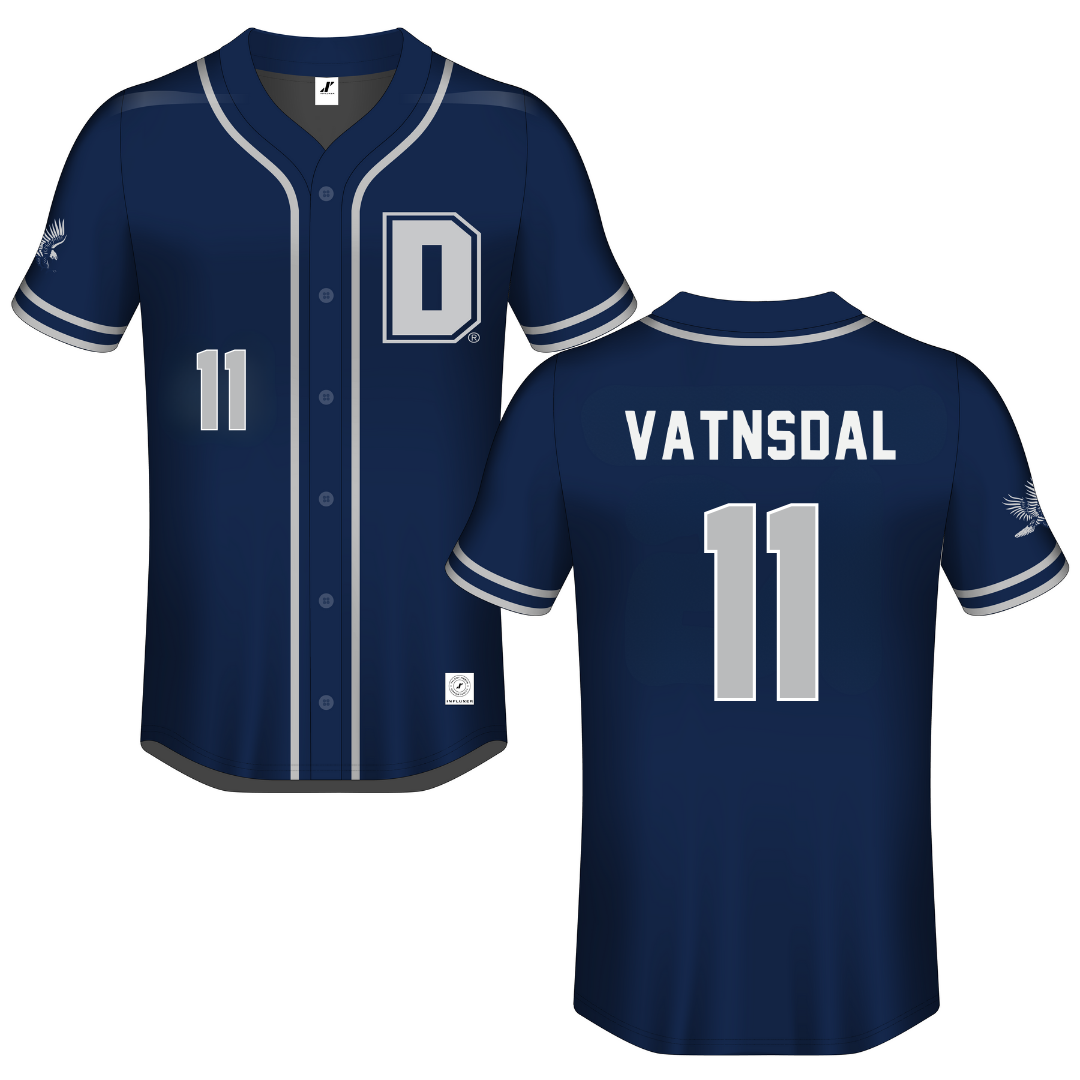 Dickinson State University Navy Button-Down Jersey - #11 Kade Vatnsdal