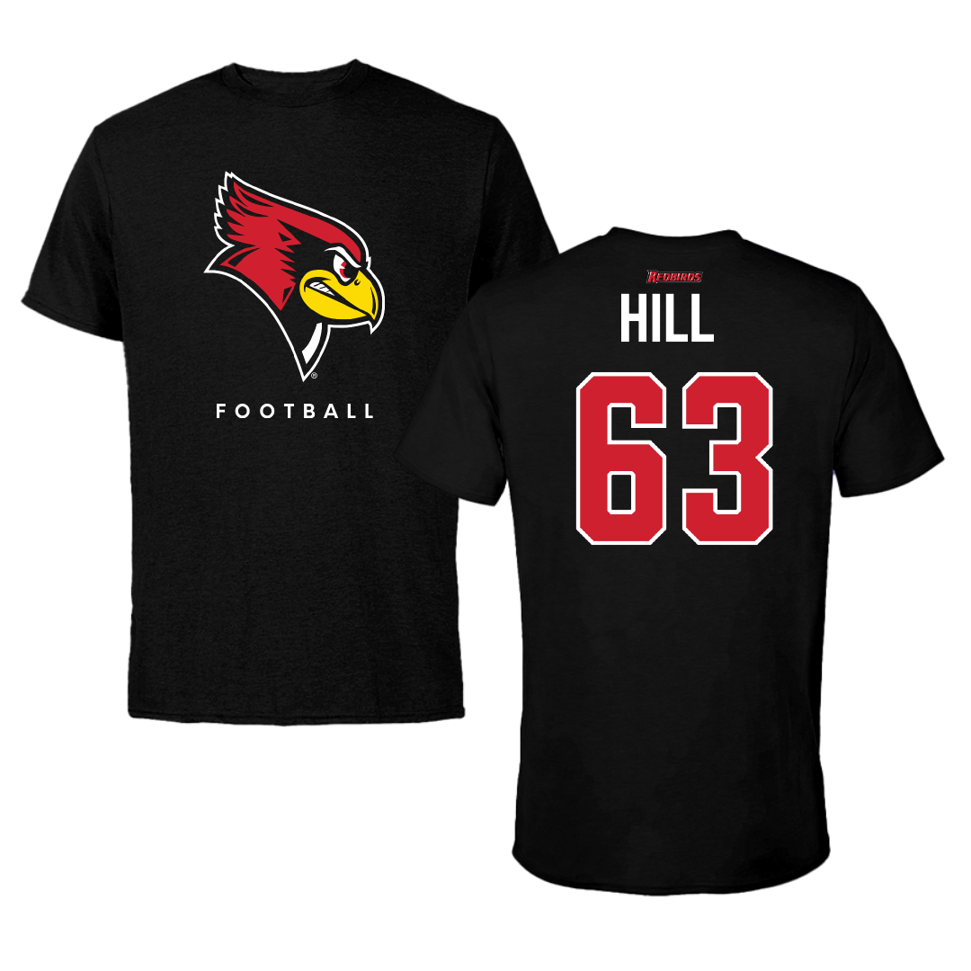 Illinois State University Football Black Performance Tee - #63 Chris Hill