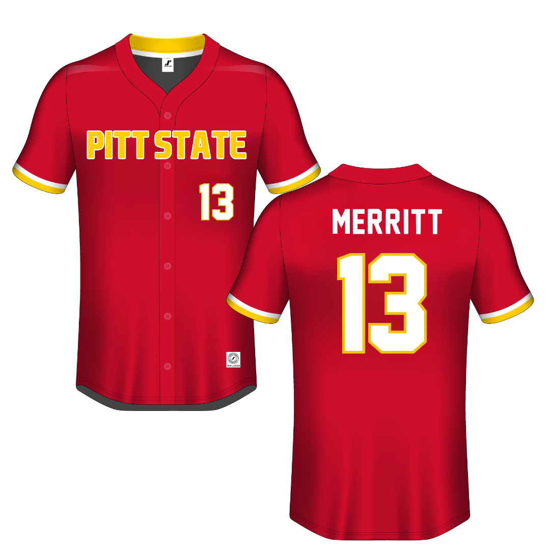 Pittsburg State University Red Button-Down Jersey - #13 Kylee Merritt
