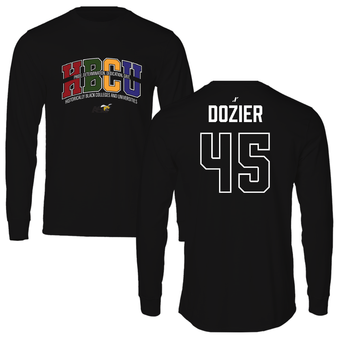 Alabama State University Football Black HBCU Performance Long Sleeve - #45 Rico Dozier