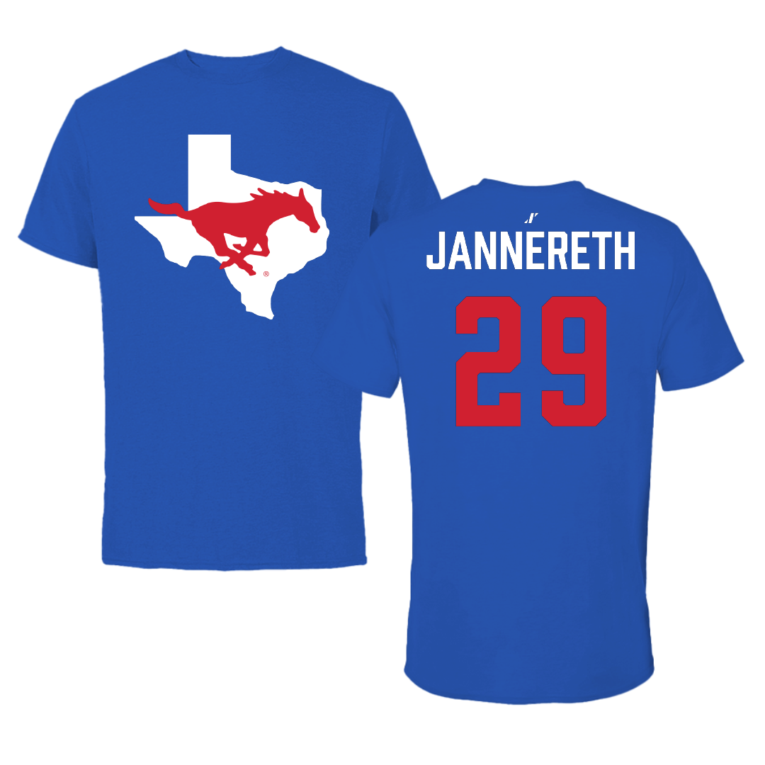 Southern Methodist University Soccer (W) Blue State Performance Tee - #29 Libby Jannereth
