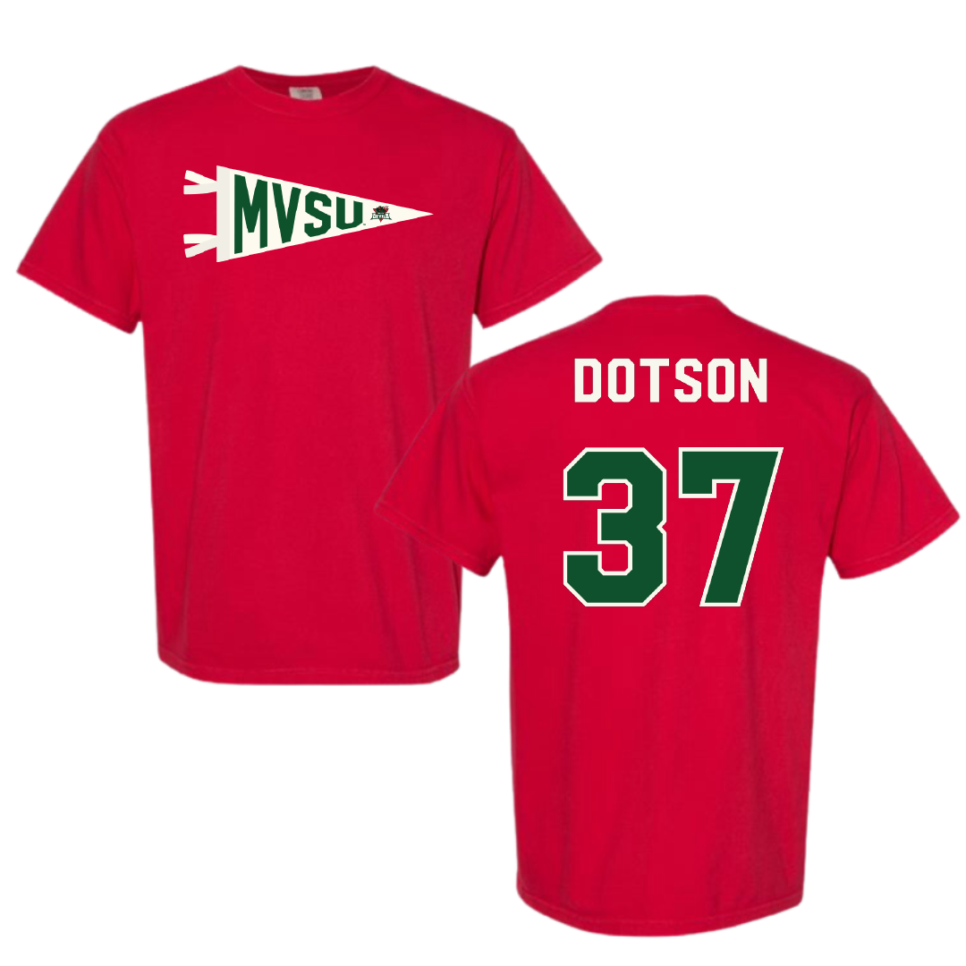 Mississippi Valley State University Softball Red Pennant Comfort Colors Tee - #37 Devyn Dotson