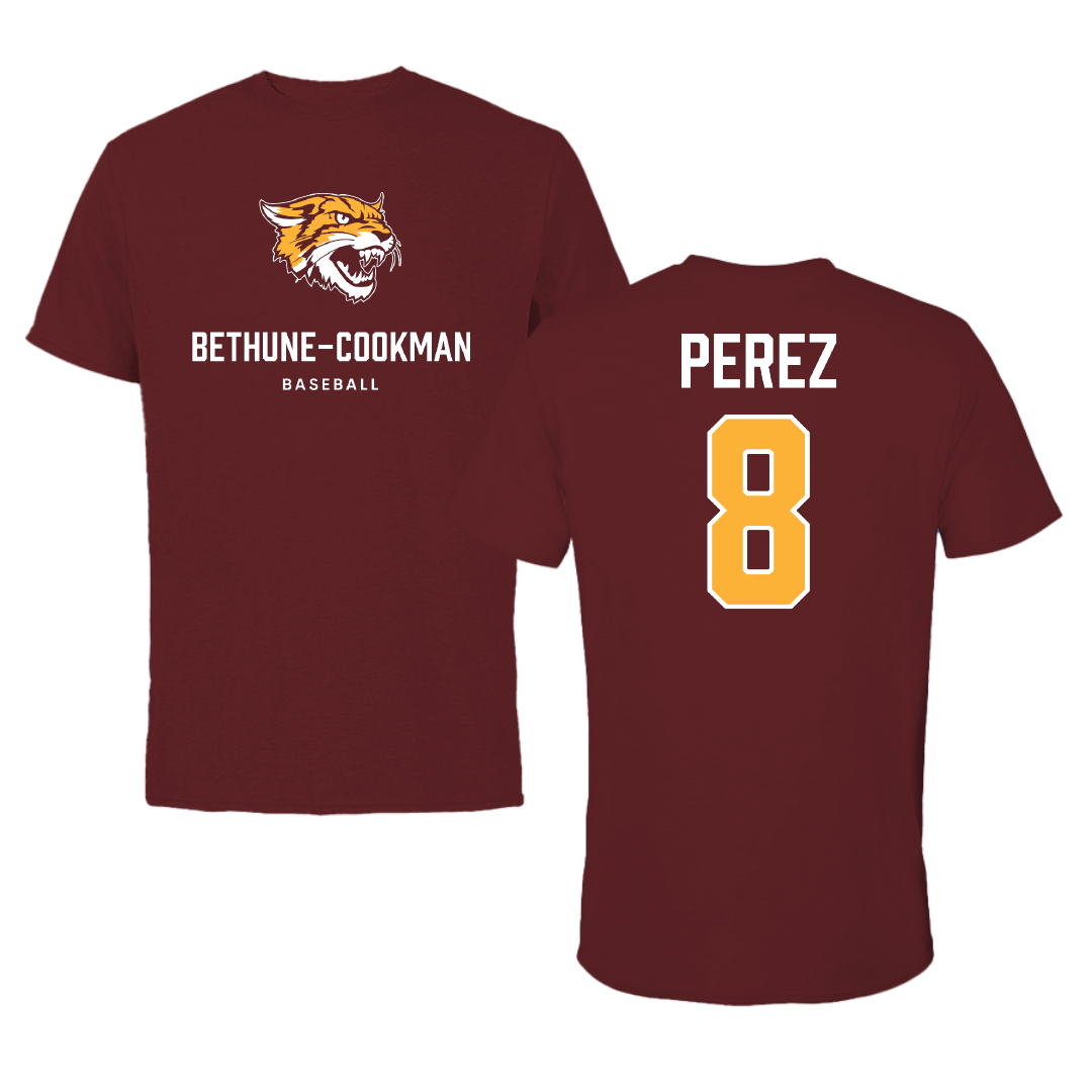Bethune-Cookman University Baseball Maroon Performance Tee - #8 Frank Perez