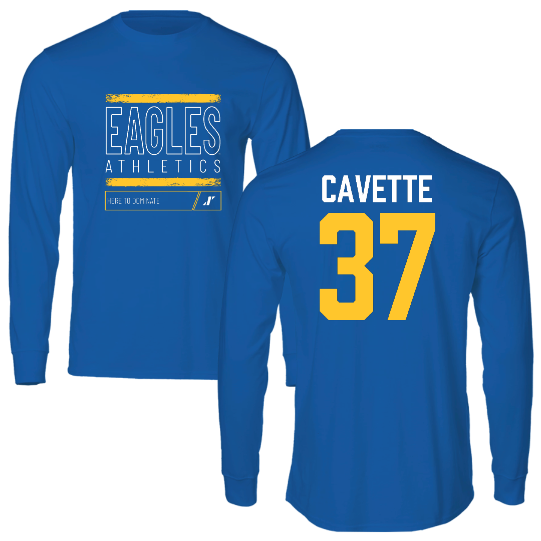 Williams Baptist University Baseball Blue Dominate Performance Long Sleeve - #37 Connor Cavette