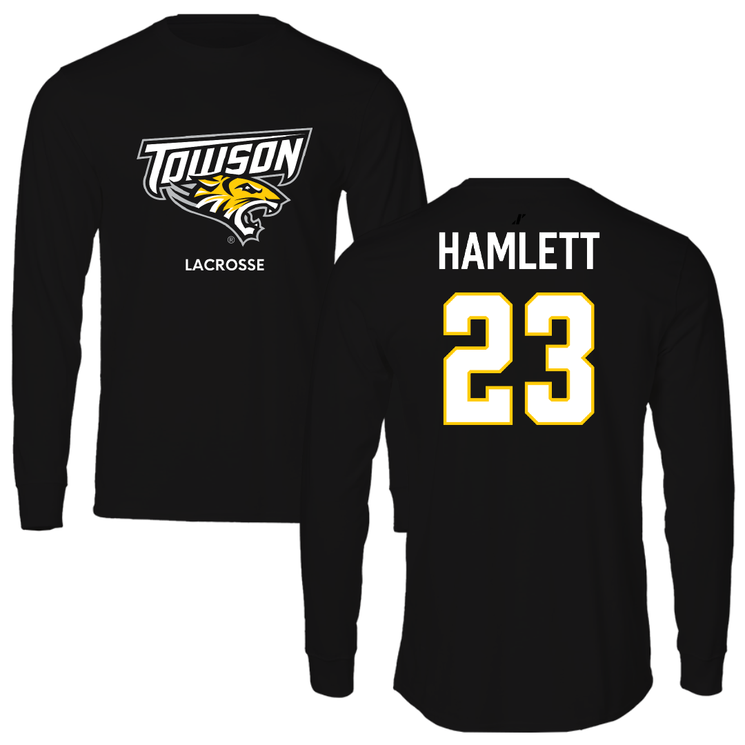 Towson University Lacrosse (W) Black Performance Long Sleeve - #23 Harli Hamlett
