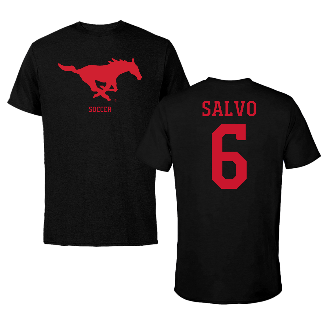 Southern Methodist University Soccer (M) Black Tee - #6 Alex Salvo