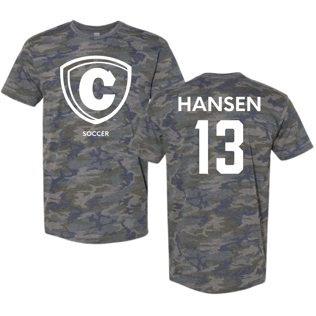 Carthage College Soccer (M) Vintage Camo Tee - #13 Emmitt Hansen