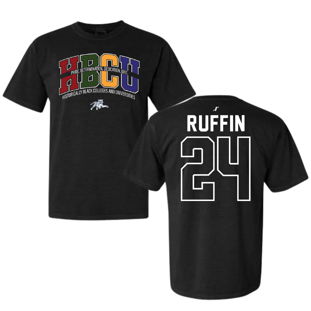Jackson State University Basketball Black HBCU Comfort Colors Tee - #24 Daeshun Ruffin